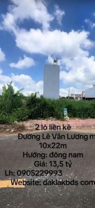 2 lô liền kề đường Lê Văn Lương phường Tân An 10x22m
